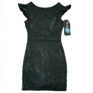 NWT $130 By Debra Black Flutter Sleeve Dress Size Small 7 / 8